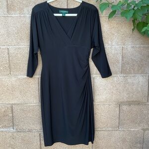 Ralph Lauren LBD Little Black Dress Wrap Ruched Green Label 10